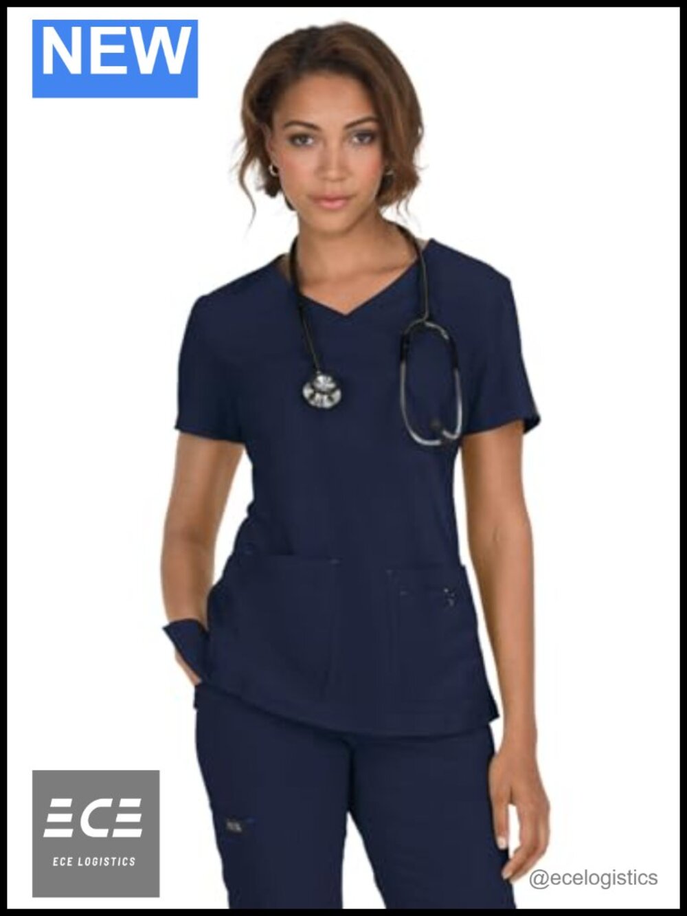 KOI Katie Mock Neck Scrub Top Stretch 4 Pocket Medical Uniform
